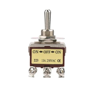 مفتاح تبديل ثنائي القطب (تشغيل - إيقاف - تشغيل) 6 دبابيس غير مزلاج (زنبرك)/ / mm12/ 15A toggle switch on-off-on 6 pin non-latch(spring)